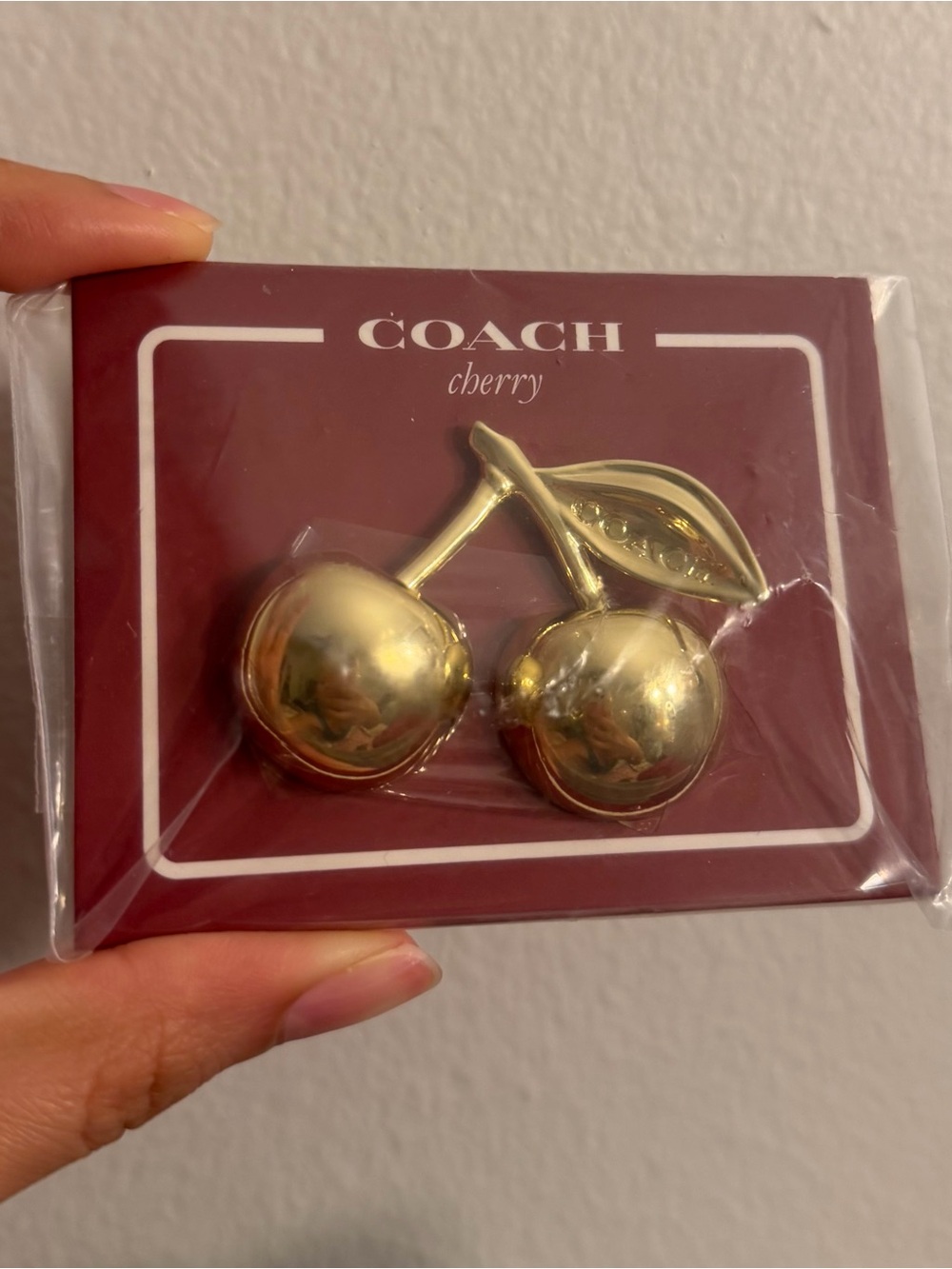 Coach Cherry Enamel Pin Gold Tone Double Cherry  New Coach Lover Accessory